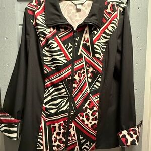 Black and Red Geometric Animal Print Jacket